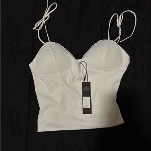 White Lace Trim Cami Top